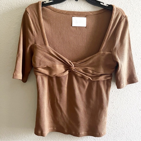 Citizens of Humanity Brown Knit Short Sleeve Top - Picture 2 of 5
